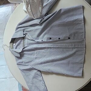 XL black and white striped button down.